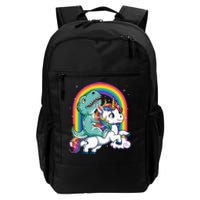 Dinosaur Riding Unicorn Rainbow Gifts T Rex Daily Commute Backpack