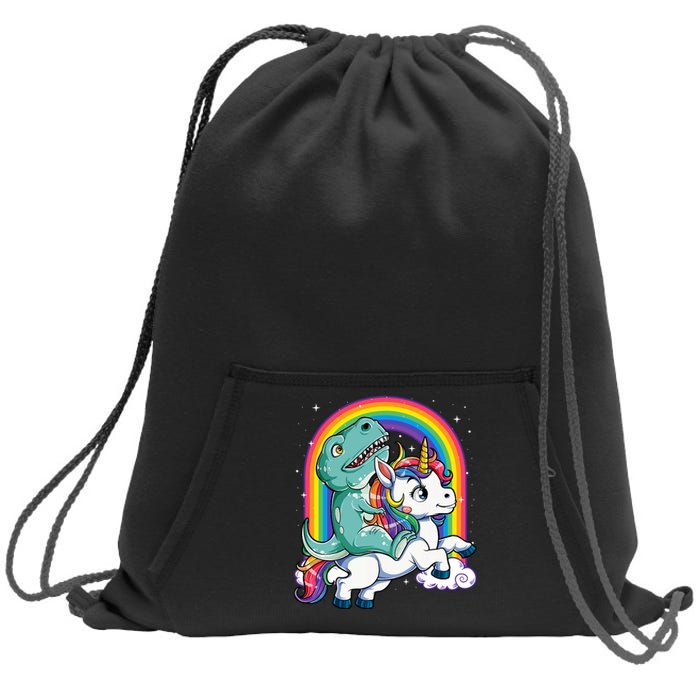 Dinosaur Riding Unicorn Rainbow Gifts T Rex Sweatshirt Cinch Pack Bag