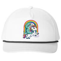 Dinosaur Riding Unicorn Rainbow Gifts T Rex Snapback Five-Panel Rope Hat