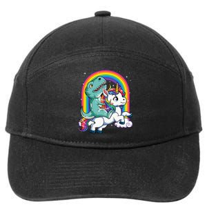 Dinosaur Riding Unicorn Rainbow Gifts T Rex 7-Panel Snapback Hat