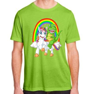 Dinosaur Riding Unicorn Adult ChromaSoft Performance T-Shirt