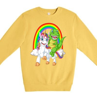 Dinosaur Riding Unicorn Premium Crewneck Sweatshirt