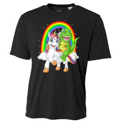 Dinosaur Riding Unicorn Cooling Performance Crew T-Shirt