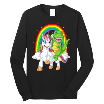 Dinosaur Riding Unicorn Long Sleeve Shirt