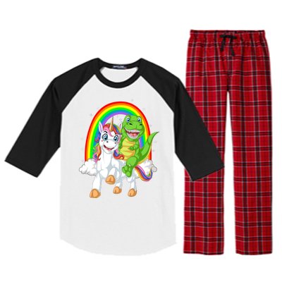 Dinosaur Riding Unicorn Raglan Sleeve Pajama Set