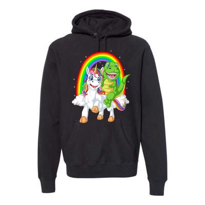 Dinosaur Riding Unicorn Premium Hoodie