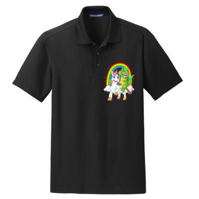 Dinosaur Riding Unicorn Dry Zone Grid Polo