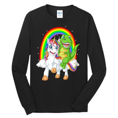 Dinosaur Riding Unicorn Tall Long Sleeve T-Shirt