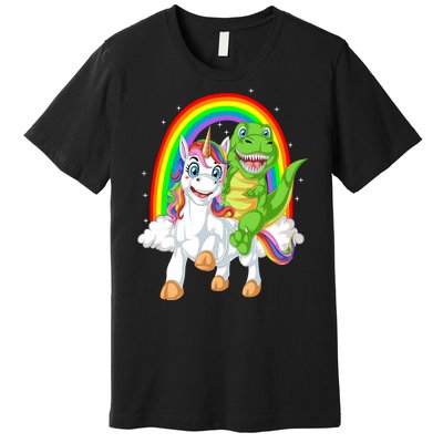 Dinosaur Riding Unicorn Premium T-Shirt