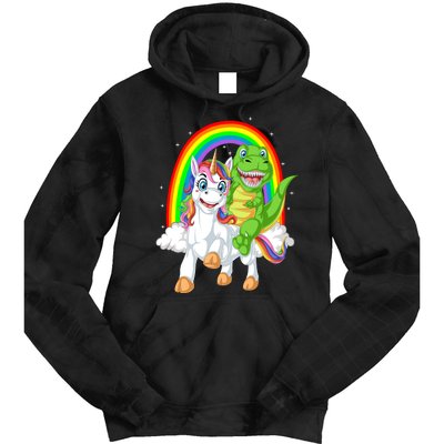 Dinosaur Riding Unicorn Tie Dye Hoodie