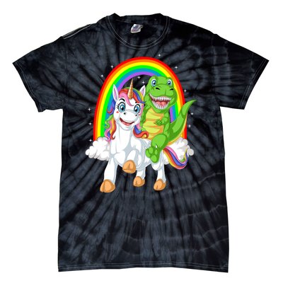 Dinosaur Riding Unicorn Tie-Dye T-Shirt