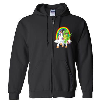 Dinosaur Riding Unicorn Full Zip Hoodie