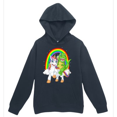 Dinosaur Riding Unicorn Urban Pullover Hoodie