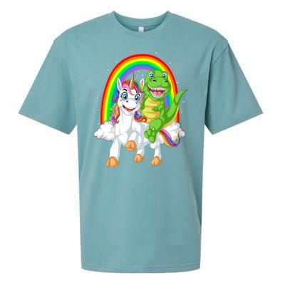 Dinosaur Riding Unicorn Sueded Cloud Jersey T-Shirt