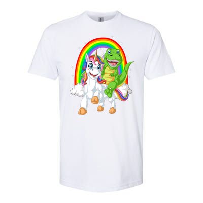 Dinosaur Riding Unicorn Softstyle CVC T-Shirt