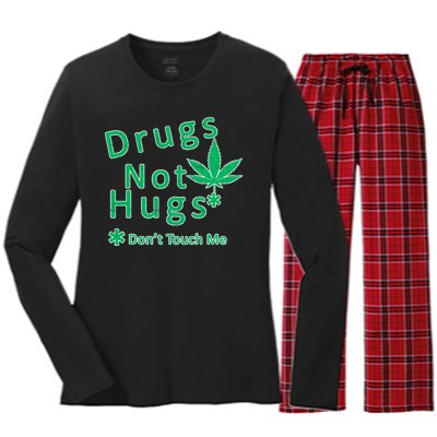 Drugs Not Hugs Don't Touch Me Women's Long Sleeve Flannel Pajama Set 