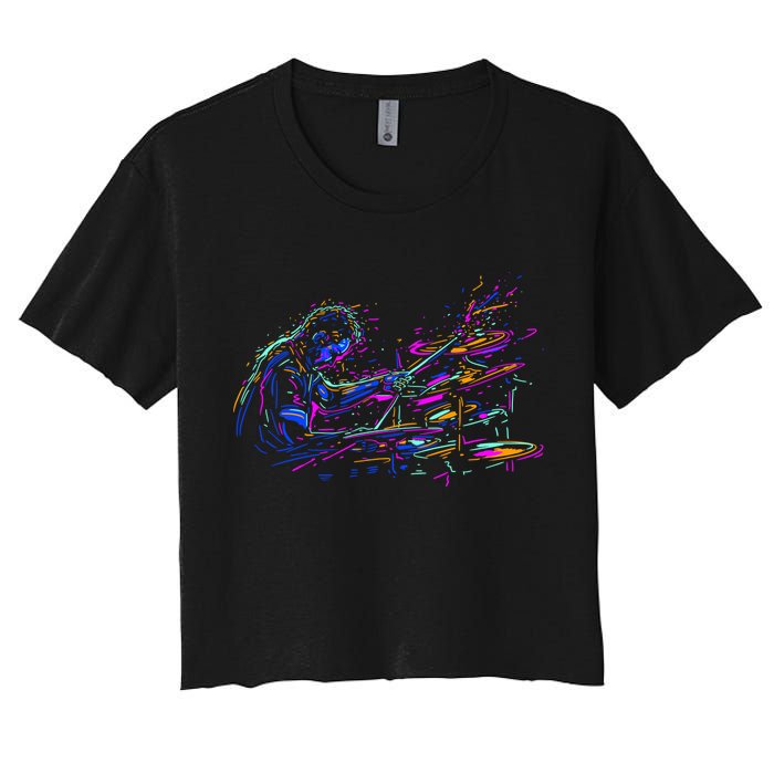Drummer Abstract Women's Crop Top Tee