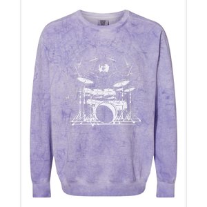 Drummer Playing Rock Band Illustration Colorblast Crewneck Sweatshirt