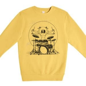 Drummer Playing Rock Band Illustration Premium Crewneck Sweatshirt