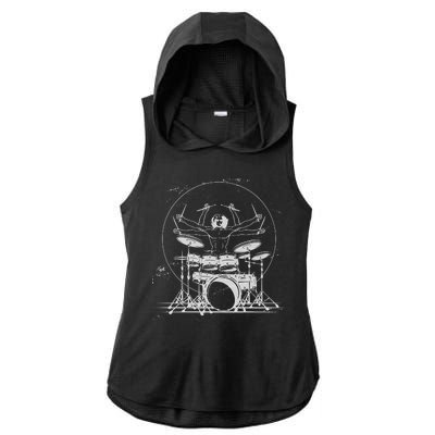 Drummer Playing Rock Band Illustration Ladies PosiCharge Tri-Blend Wicking Draft Hoodie Tank