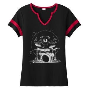 Drummer Playing Rock Band Illustration Ladies Halftime Notch Neck Tee