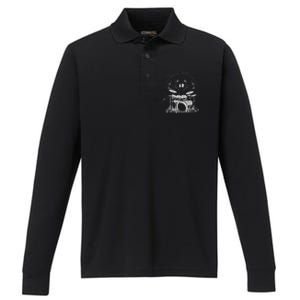 Drummer Playing Rock Band Illustration Performance Long Sleeve Polo