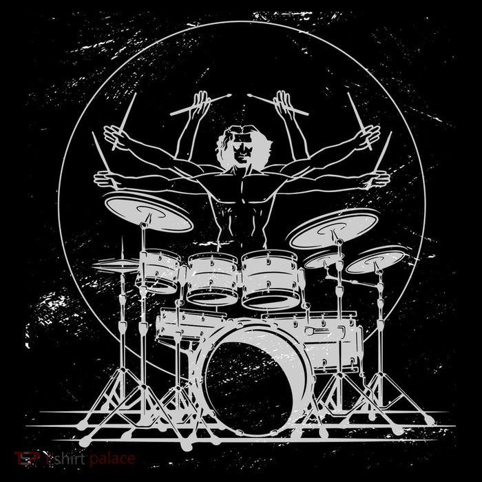 Drummer Playing Rock Band Illustration Performance Shirt