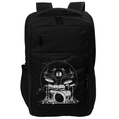 Drummer Playing Rock Band Illustration Impact Tech Backpack