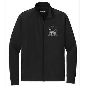 Drummer Playing Rock Band Illustration Stretch Full-Zip Cadet Jacket