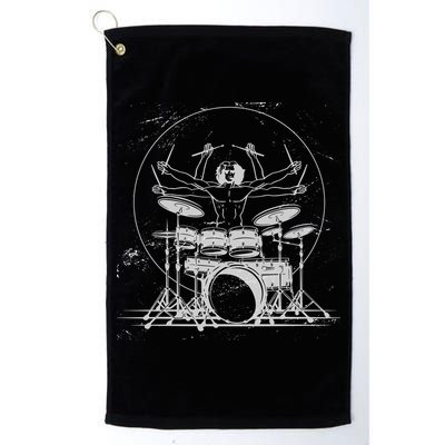 Drummer Playing Rock Band Illustration Golf Towel