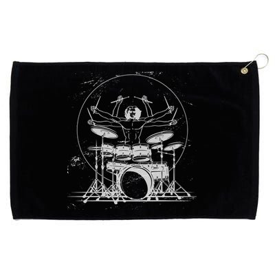 Drummer Playing Rock Band Illustration Grommeted Golf Towel