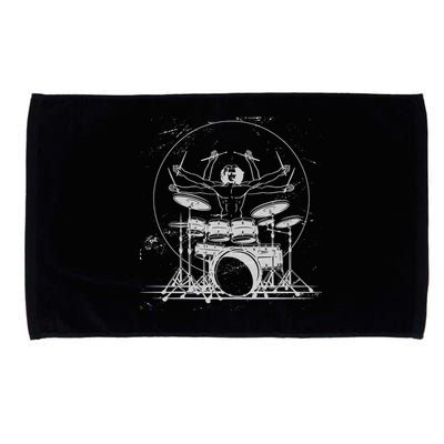 Drummer Playing Rock Band Illustration Microfiber Hand Towel