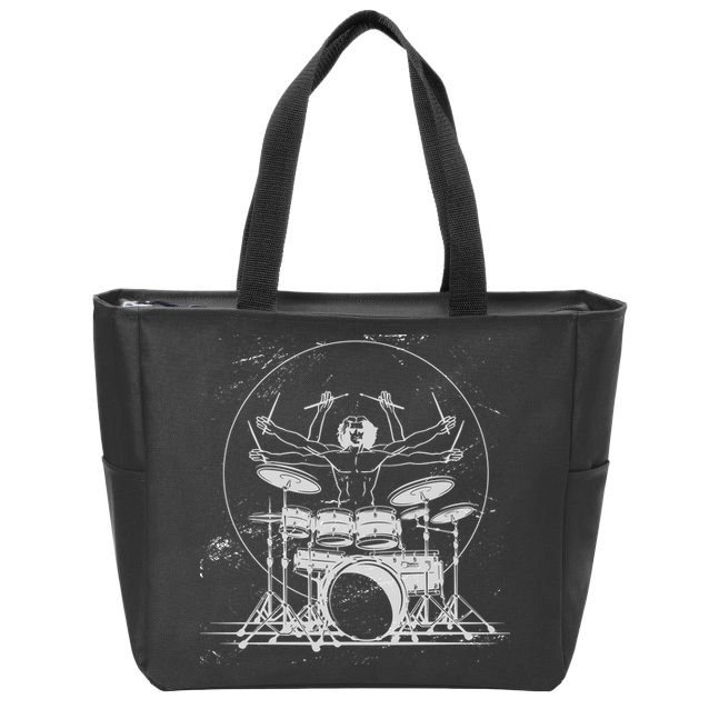 Drummer Playing Rock Band Illustration Zip Tote Bag