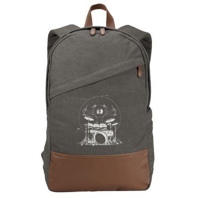 Drummer Playing Rock Band Illustration Cotton Canvas Backpack