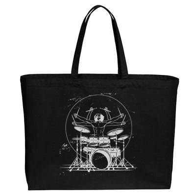 Drummer Playing Rock Band Illustration Cotton Canvas Jumbo Tote