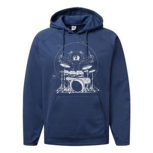 Drummer Playing Rock Band Illustration Performance Fleece Hoodie