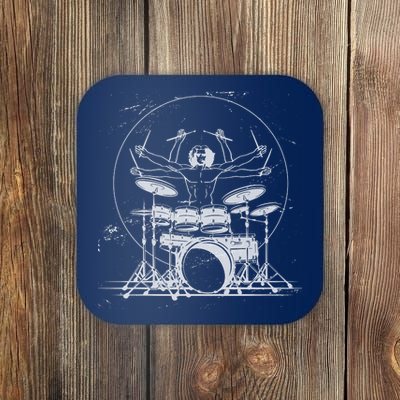 Drummer Playing Rock Band Illustration Coaster