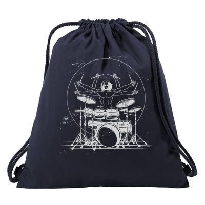 Drummer Playing Rock Band Illustration Drawstring Bag