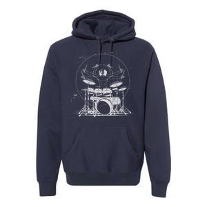 Drummer Playing Rock Band Illustration Premium Hoodie