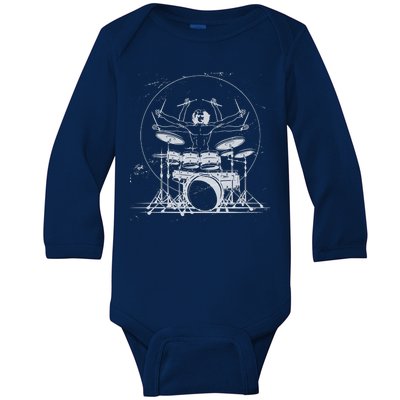 Drummer Playing Rock Band Illustration Baby Long Sleeve Bodysuit