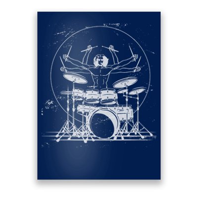 Drummer Playing Rock Band Illustration Poster