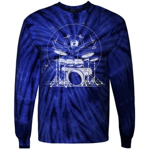 Drummer Playing Rock Band Illustration Tie-Dye Long Sleeve Shirt