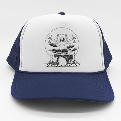 Drummer Playing Rock Band Illustration Trucker Hat