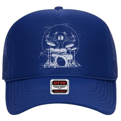 Drummer Playing Rock Band Illustration High Crown Mesh Back Trucker Hat