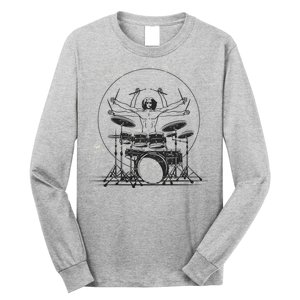 Drummer Playing Rock Band Illustration Long Sleeve Shirt