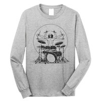 Drummer Playing Rock Band Illustration Long Sleeve Shirt