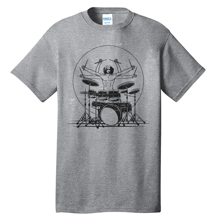 Drummer Playing Rock Band Illustration Tall T-Shirt