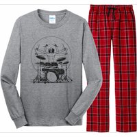 Drummer Playing Rock Band Illustration Long Sleeve Pajama Set