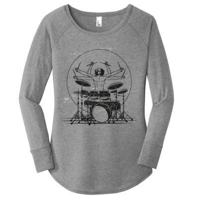 Drummer Playing Rock Band Illustration Women's Perfect Tri Tunic Long Sleeve Shirt