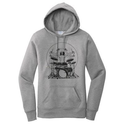 Drummer Playing Rock Band Illustration Women's Pullover Hoodie